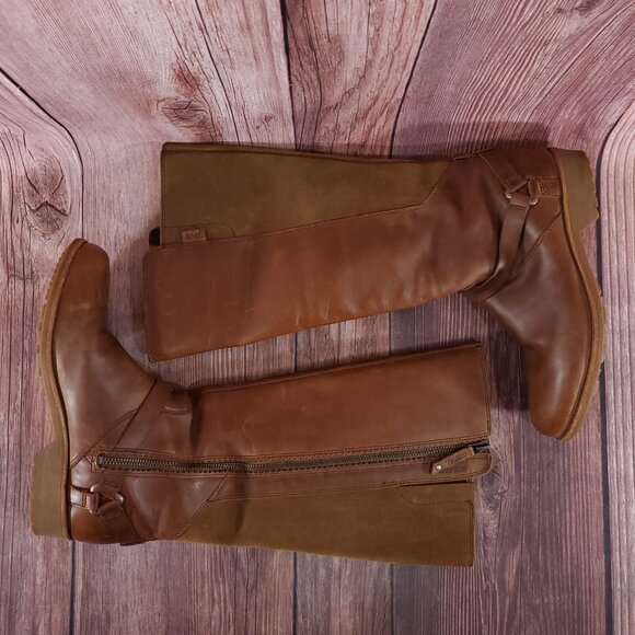 Teva Womens 7.5 De La Vina Dos Tall Boots Brown Leather Zip Waterproof 1017143 - Picture 6 of 15